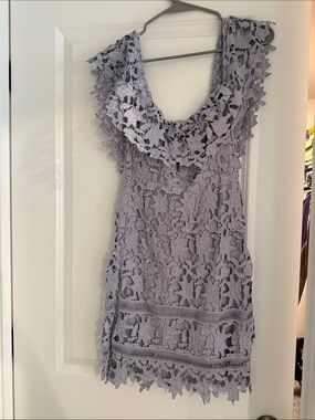 ASTR Lavender Floral Lace Mini Dress